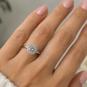 2.18CTW VVSD Moissanite Diamond Halo Engagement Ring 925 Sterling Silver Size 8